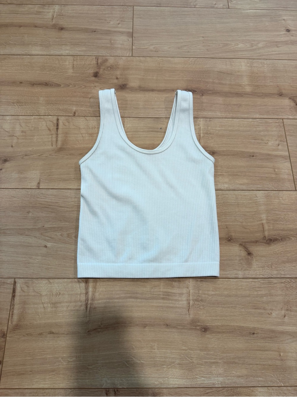 a new day White Ribbed Scoop Tank Top